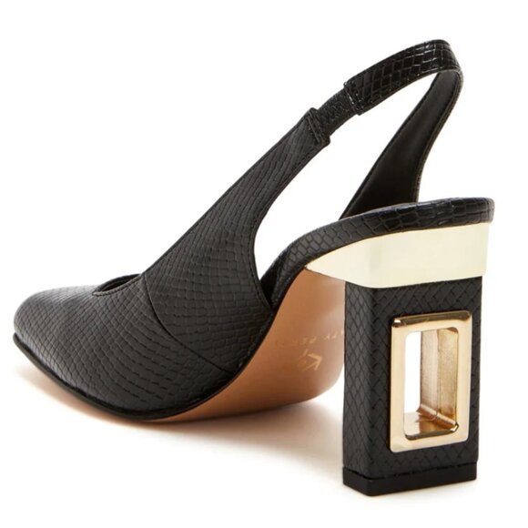 Katy Perry The Hollow Heel Sling Back Snake Embossed Black - Picture 2 of 10